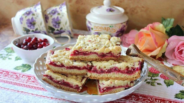 Тертый пирог с клюквой. Рецепт