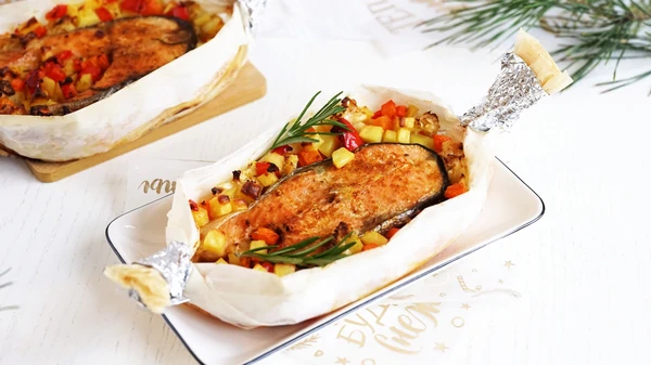 Правильное питание: рецепт рыбы с овощами, запеченной в лодочках