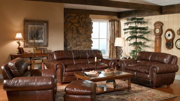 Кожаный диван и кресла в интерьере гостиной: особенности расположения и советы по выбору мебели